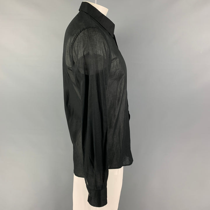 CoSTUME NATIONAL Size L Black See-Through Cotton Button Up Long Sleeve Shirt