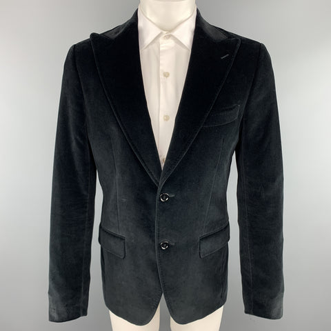 DOLCE &amp; GABBANA Taille 38 Manteau de sport à revers en velours de coton noir