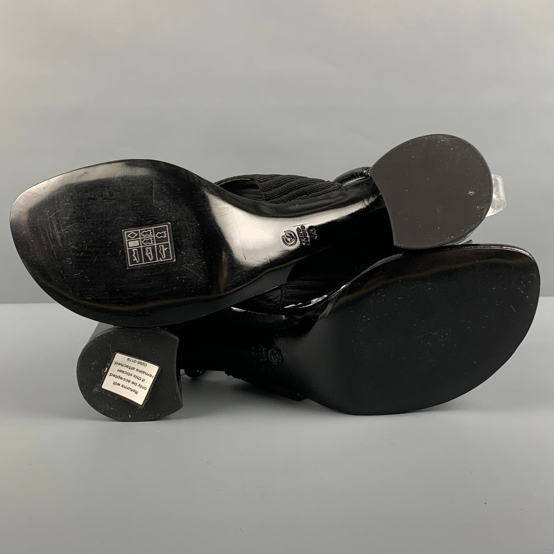3.1 PHILLIP LIM Size 10 Black Patent Leather Aplique Ankle Strap Sandals