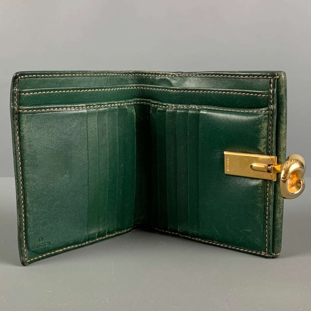 GUCCI Green Monogram Leather Wallet