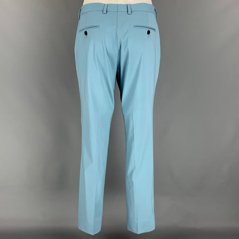 SANDRO Size 38 Light Blue Wool Notch Lapel Suit