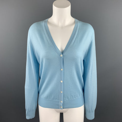 TSE Cárdigan Abotonado De Lana De Punto Azul Claro Talla M