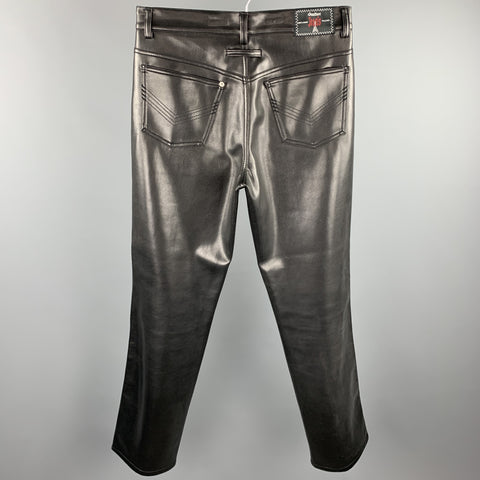 GAULTIER JEANS Size 36 Black Faux Leather Zip Fly Casual Pants