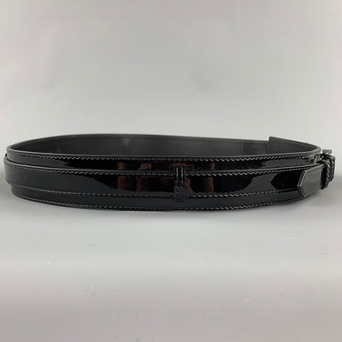 BURBERRY PRORSUM Talla 40 Cinturón de doble correa de charol negro