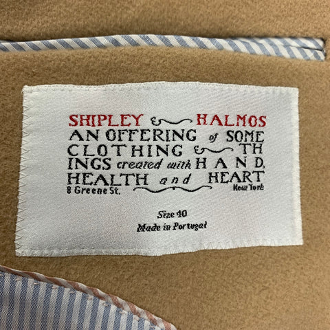SHIPLEY and HALMOS Size 40 Tan Wool Cashmere Sport Coat