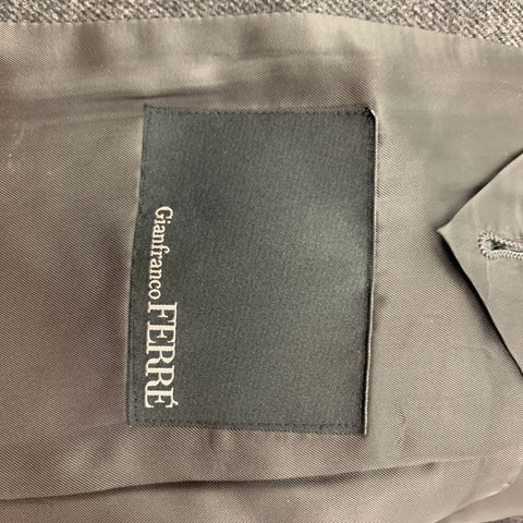 GIANFRANCO FERRE Size 40 Grey Herringbone Wool Coat