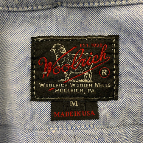 WOOLRICH Size M Light Blue Oxford Cotton Button Down Long Sleeve Shirt