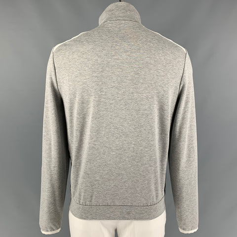 GUCCI Size XL Grey White Color Block Viscose Blend Zip Up Sweatshirt