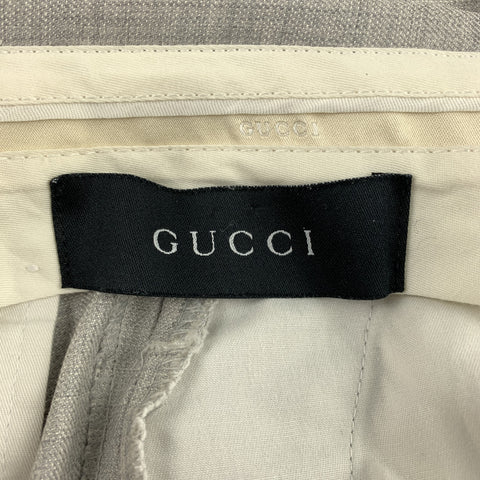 GUCCI Size 30 Light Grey Heather Wool Blend Zip Fly Dress Pants
