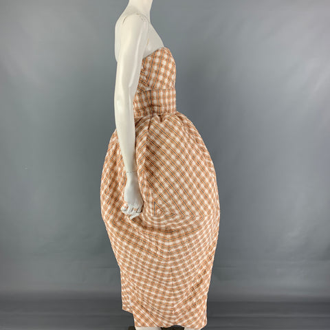 CHRISTOPHER JOHN ROGERS 2007 Vestido midi de fresa de seersucker sin tirantes de mezcla de viscosa multicolor talla 4