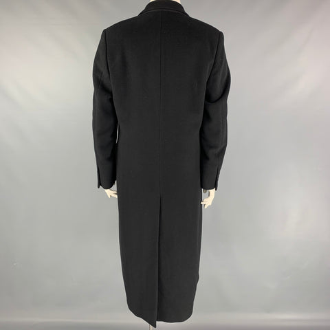 Vintage HERMES Size 10 Black Cashmere Double Breasted Coat