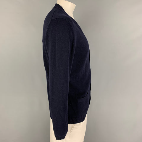PRADA Size M Navy Wool Cashmere Buttoned Cardigan