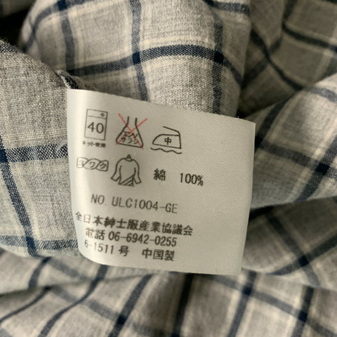 UNIVERSAL LANGUAGE Size M Grey Blue Plaid Cotton Button Down Long Sleeve Shirt