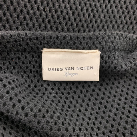 DRIES VAN NOTEN Size L Black Mesh Cotton Crew-Neck T-shirt