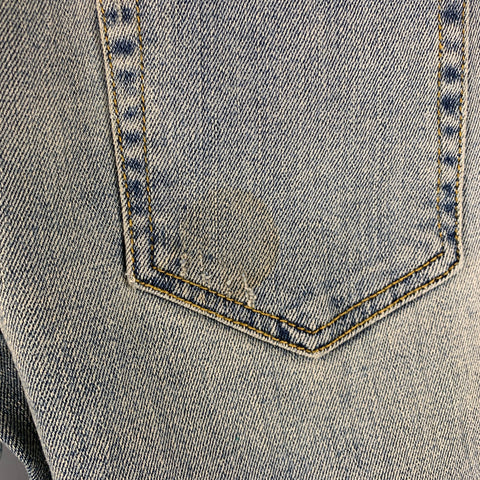 SAINT LAURENT Size 32 Light Blue Washed Denim Slim Jeans