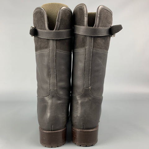 GRAVATI Size 7.5 Brown Leather Mixed Fabrics Waterproof Suede Boots