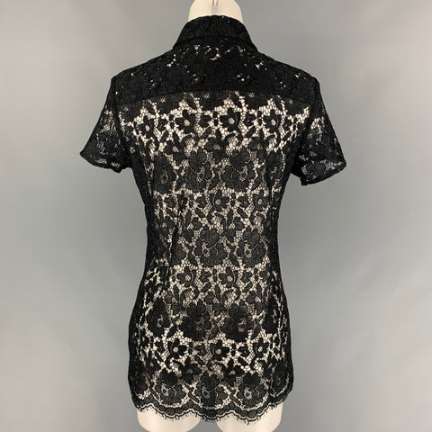 BURBERRY PRORSUM Talla 6 Top de vestido con tapeta oculta de guipur de poliéster negro