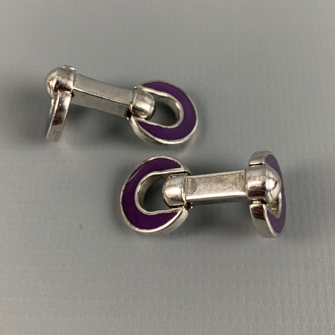 Boutons de manchette violets VINTAGE en argent sterling