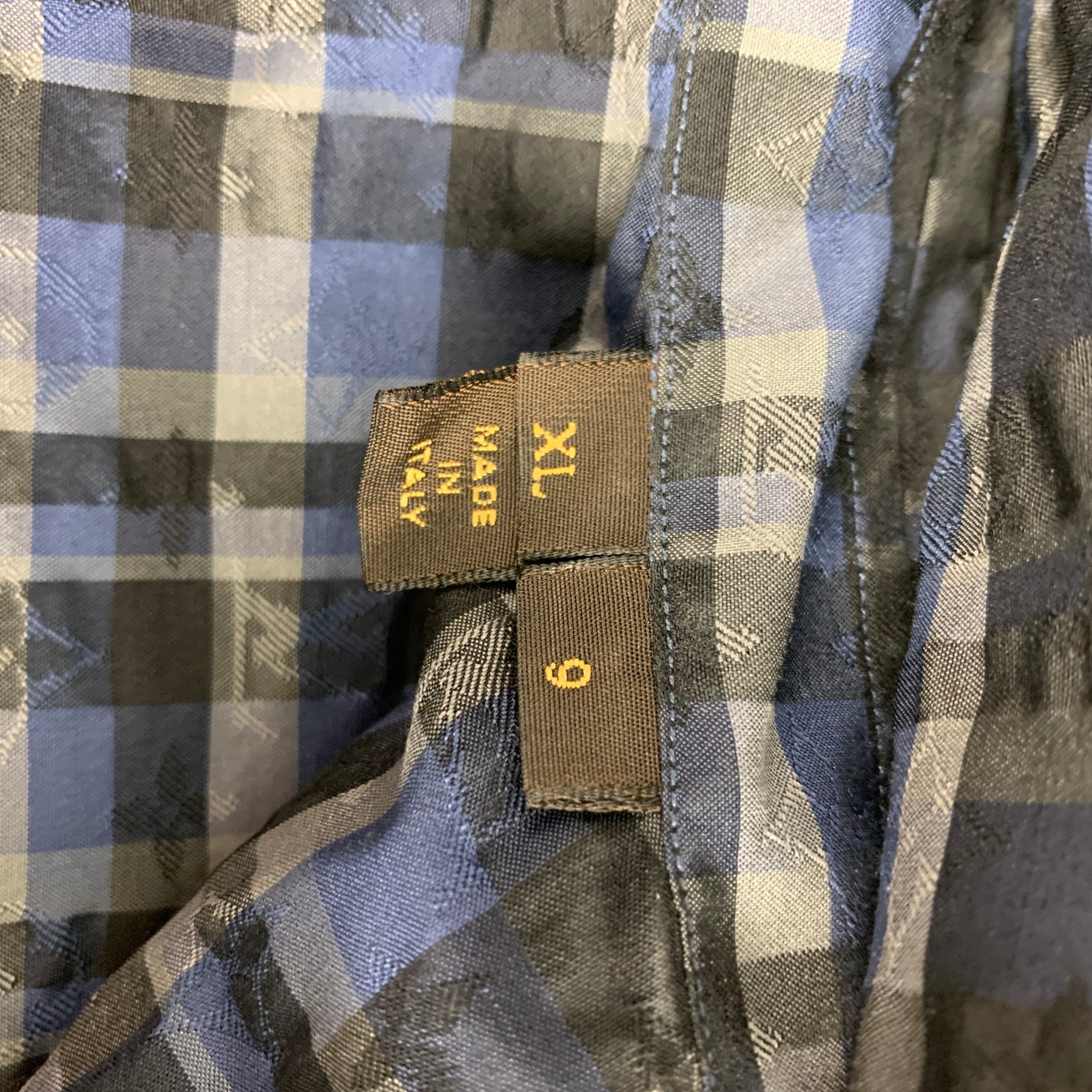 Louis Vuitton Black & Grey Plaid Embellished Shirt