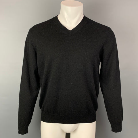 NEIMAN MARCUS Jersey de punto de cachemira con cuello en V, color negro, talla M