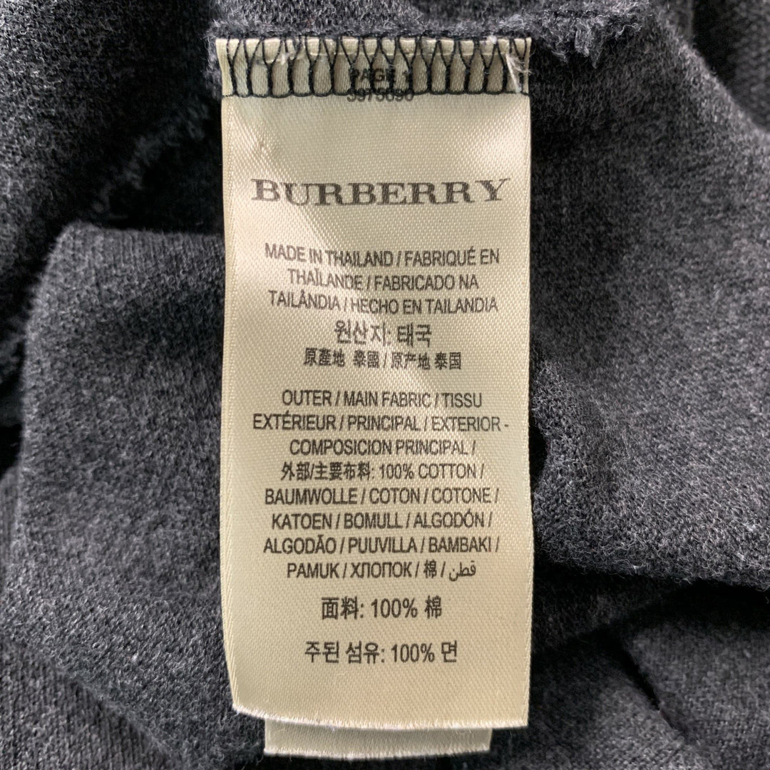 BURBERRY BRIT Size XXL Dark Gray Solid Cotton Polo