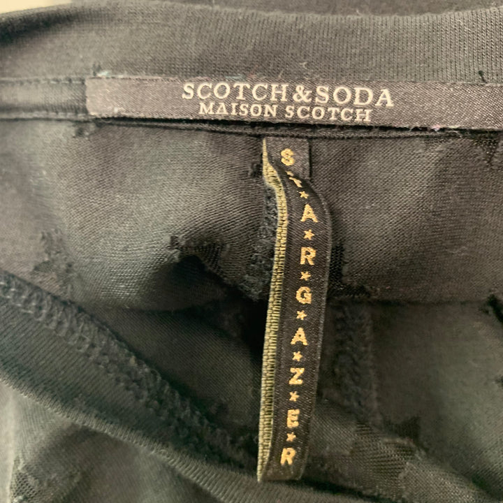 SCOTCH AND SODA Size M Black Viscose Polyester Stars T-Shirt