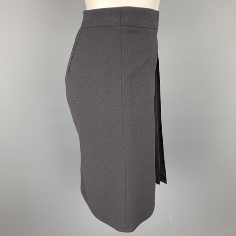 GIORGIO ARMANI Size 4 Charcoal Wool Blend A-Line Skirt
