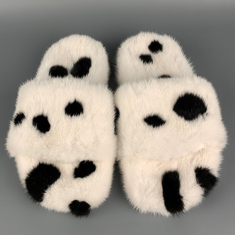 ZIZI DONAHOE Talla 8 Blanco Negro Saga Mink Penélope Slides2