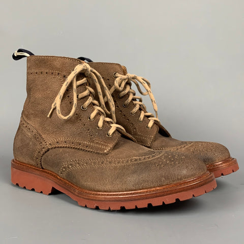 BRUNELLO CUCINELLI Vitello Taille 7 Bottines à bout d'aile en daim perforé marron