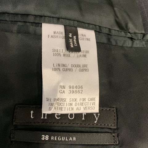 THEORY Wellar Size 38 Regular Grid Navy Wool Sport Coat