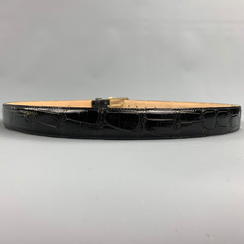 TARDINI Size 40 Black Textured Alligator Belt