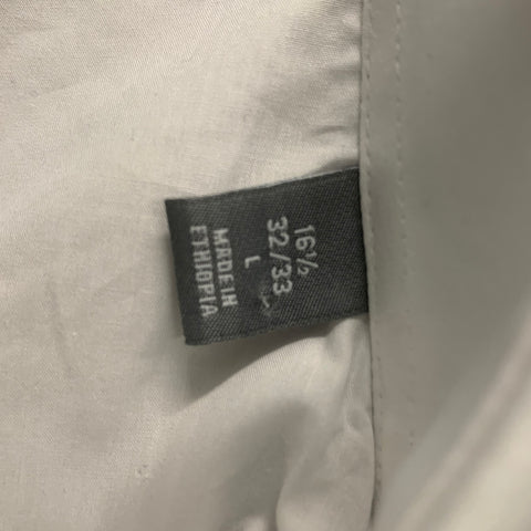 MICHAEL KORS Size L White Solid Cotton Button Up Long Sleeve Shirt