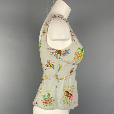 NANETTE LEPORE Taille 4 Blouse froncée en soie florale multicolore