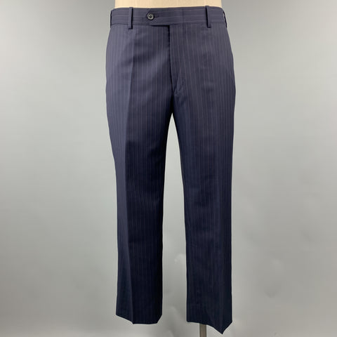DAVID AUGUST Taille 40 Marine &amp; Rose Rayé Laine Peak Revers 34 x 30 Costume