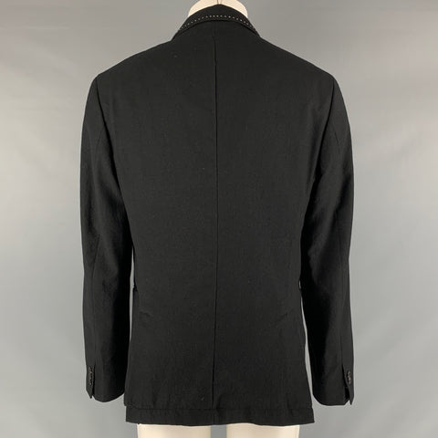 JOHN VARVATOS Taille 38 Manteau de sport à revers en laine unie noire
