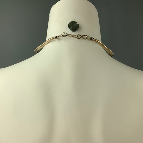 VINTAGE Silver & Black Beaded Large Cross Necklace
