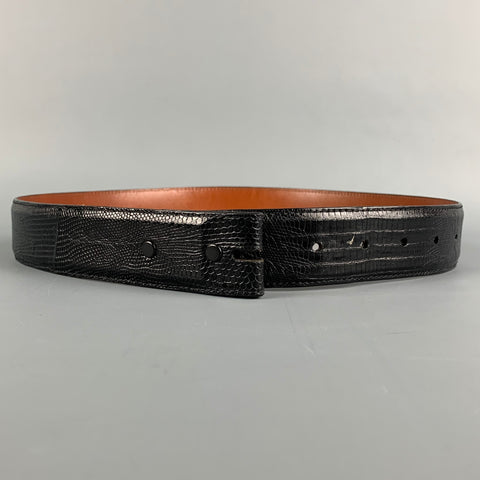 PAT AREIAS Waist Size 30 Black Leather Lizard Belt Strap