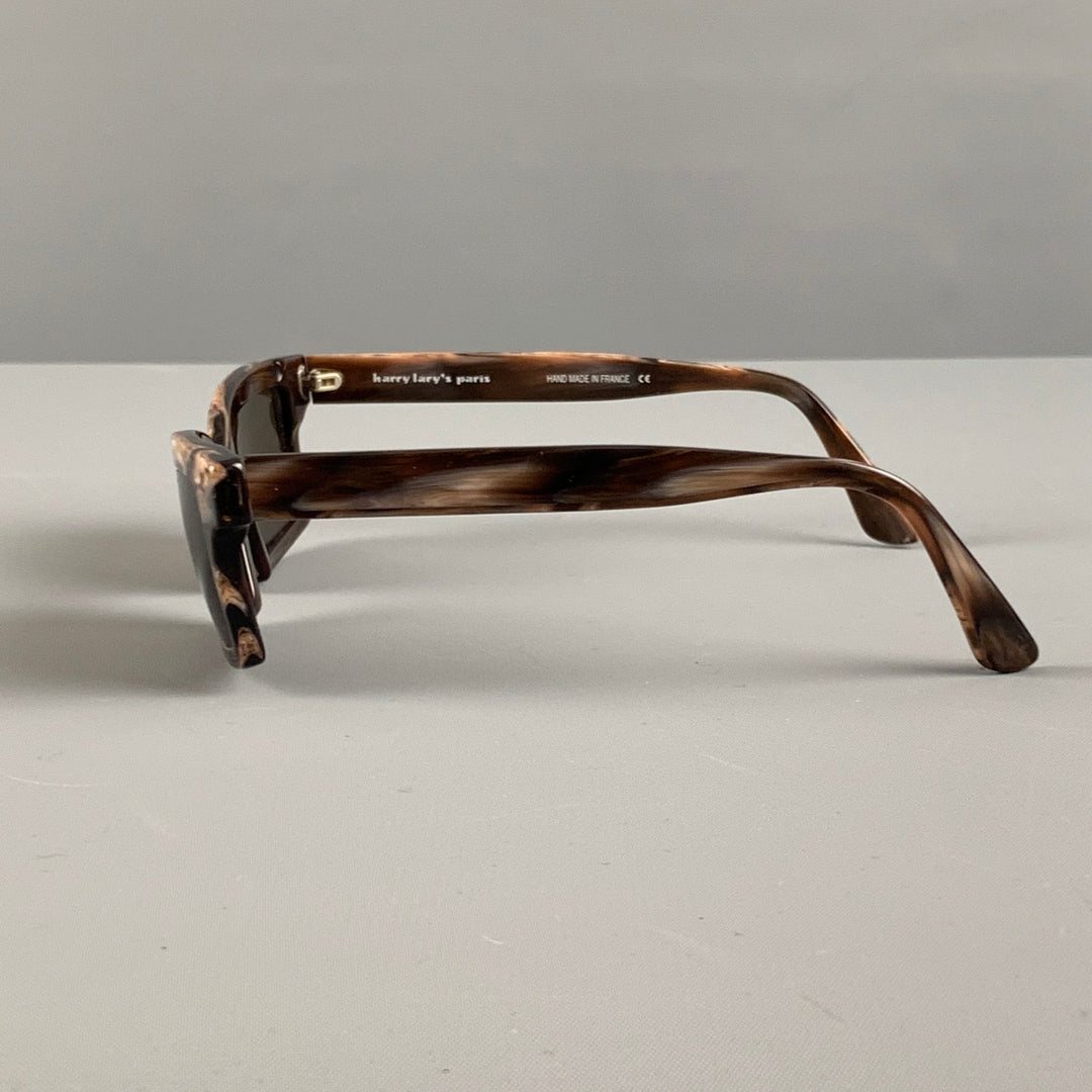 HARRY LARRY'S PARIS Brown Marbled Acetate Sunglasses