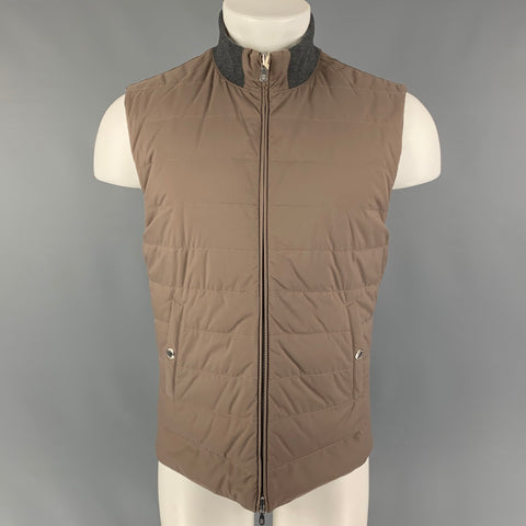 BRUNELLO CUCINELLI Size M Light Grey Quilted Wool Reversible Vest