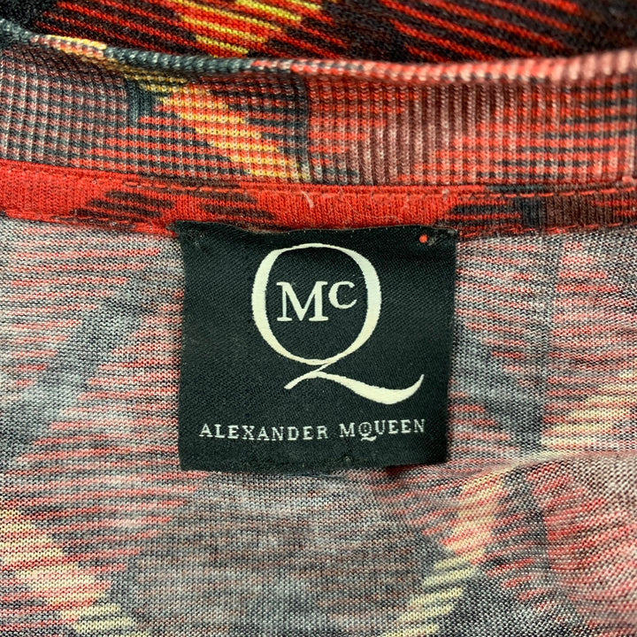 MCQ by ALEXANDER MCQUEEN Size L Red Black Plaid Lyocell Crew-Neck T-shirt
