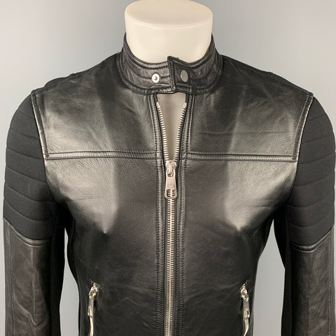 NEIL BARRETT Size XS Black Two Toned Viscose Zip Up Jacket