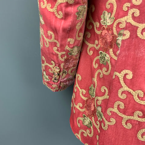 PAUL SMITH Size 42 Rose Embroidery Velvet Notch Lapel Blazer Sport Coat