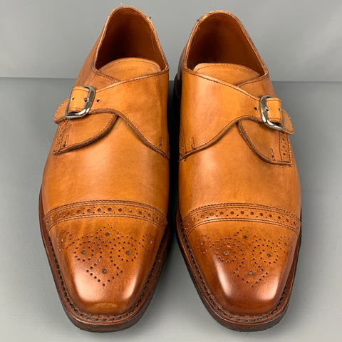 ALLEN EDMONDS Franciscan Size 10 Tan Perforated Leather Monk Strap Loafers