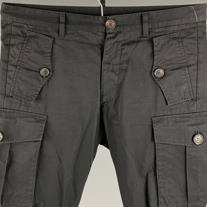 DSQUARED2 Size 34 Black Cotton Cargo Casual Pants