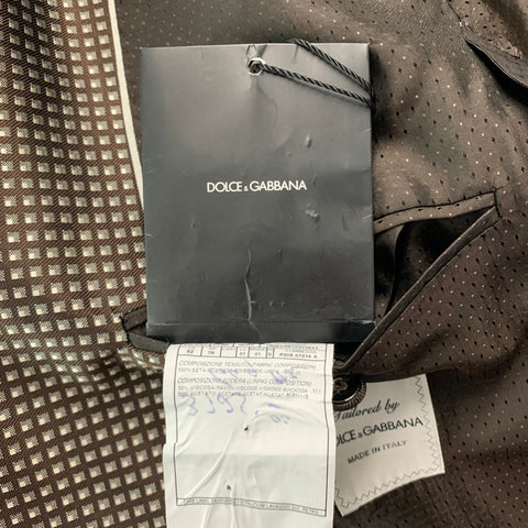 DOLCE & GABBANA Size 42 Brown Beige Squares Silk Notch Lapel Sport Coat