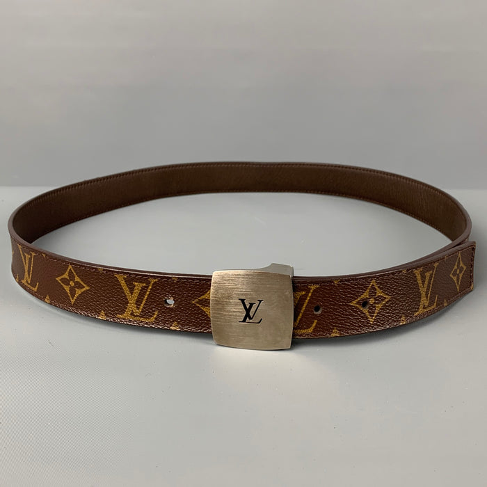 LOUIS VUITTON Size 38 Brown Monogram Leather Belt