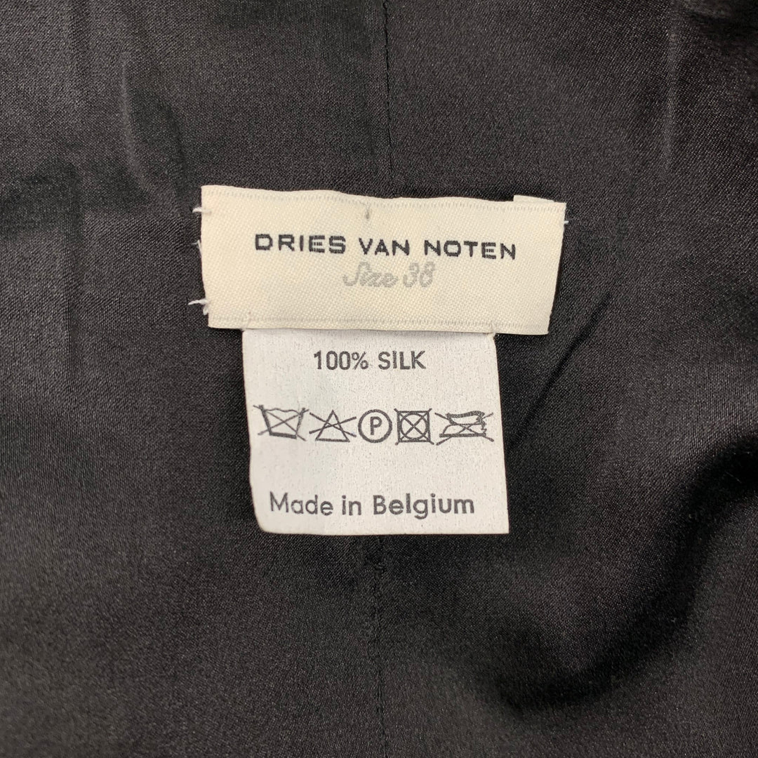 DRIES VAN NOTEN Size 6 Black Beaded Silk Bolero Vest