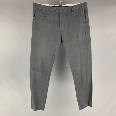 NOVEMBER Size 34 Grey Linen Cotton Flat Front Casual Pants
