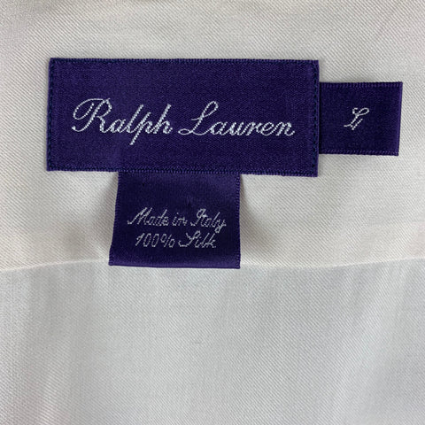 RALPH LAUREN Size L Cream Silk One pocket Long Sleeve Shirt