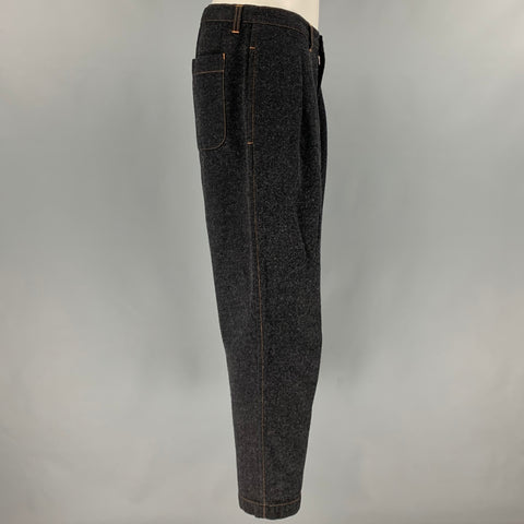 COMME des GARCONS Pantalon décontracté à coutures contrastées en laine de coton gris anthracite taille M